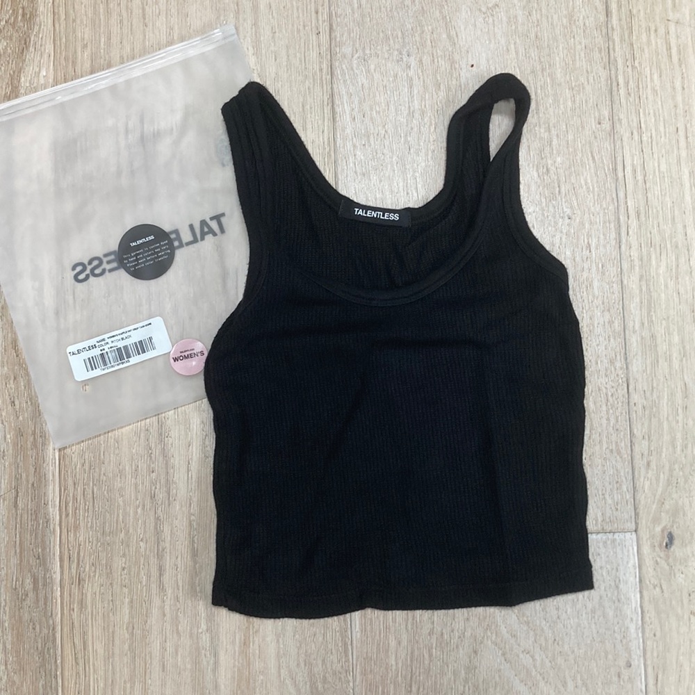 Talentless Waffle Knit Crop Tank XS